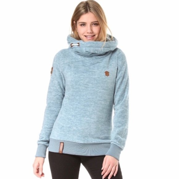 Naketano Tops - Naketako Dark Knight Melange High Collar Fleece Hoodie NWT